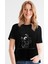 Karlar Düşer Siyah Kısa Kollu Kadın T-Shirt 1