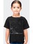 Evrensel Gülüş Siyah Kısa Kollu Kız Erkek Uniseks Çocuk T-Shirt 1