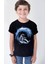 Galaktik Sörfcü Siyah Kısa Kollu Kız Erkek Uniseks Çocuk T-Shirt 1
