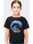 Galaktik Sörfcü Siyah Kısa Kollu Kız Erkek Uniseks Çocuk T-Shirt 1