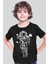 Bisikletli Astronot Siyah Kısa Kollu Kız Erkek Uniseks Çocuk T-Shirt 1