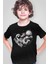 Futbolcu Astronot Siyah Kısa Kollu Kız Erkek Uniseks Çocuk T-Shirt 1