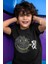 Grafitici Astronot Siyah Kısa Kollu Kız Erkek Uniseks Çocuk T-Shirt 1