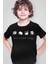 Panda Taklası Siyah Kısa Kollu Kız Erkek Uniseks Çocuk T-Shirt 1