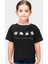 Panda Taklası Siyah Kısa Kollu Kız Erkek Uniseks Çocuk T-Shirt 1