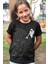 Süpürgeli Astronot Siyah Kısa Kollu Kız Erkek Uniseks Çocuk T-Shirt 1