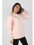 Kadın Sıfır Yaka Sweatshirt Pembe 1