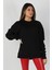 Kadın Sıfır Yaka Sweatshirt Siyah 1