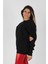 Kadın Sıfır Yaka Sweatshirt Siyah 4