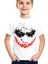 Yarasa Gülüşü Beyaz Kısa Kollu Kız Erkek Uniseks Çocuk T-Shirt 1