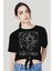 Biz Ayrılamayız Siyah Kesik Crop Top Bağlı Kadın T-Shirt 1