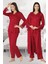 Kadın Vişne Lohusa Sabahlıklı Pijama Takımı EFFORTT 2424 1
