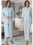 Kadın Lohusa Mavi Sabahlıklı Pijama Takımı EFFORTT 7044 1