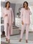 Kadın Pembe Lohusa Sabahlıklı Pijama Takımı EFFORTT 7014 1
