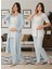 Kadın Mavi Lohusa Sabahlıklı Pijama Takımı EFFORTT 8014 1