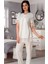 Kadın Ekru Lohusa Sabahlıklı Pijama Takımı EFFORTT 5044 2