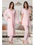 Kadın Pembe Lohusa Sabahlıklı Pijama Takımı EFFORTT 8024 1