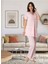 Kadın Pembe Lohusa Sabahlıklı Pijama Takımı EFFORTT 8024 2
