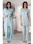 Kadın Mavi Sabahlıklı Pijama Takımı EFFORTT 5034 1