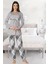Kadın Gri Sabahlıklı Pijama Takımı EFFORTT 8084 2