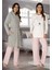Kadın Pembe Tavşanlı Lohusa Sabahlıklı Pijama Takımı EFFORTT 3090 1