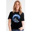 Galaktik Sörfcü Siyah Kısa Kollu Kadın T-Shirt 1