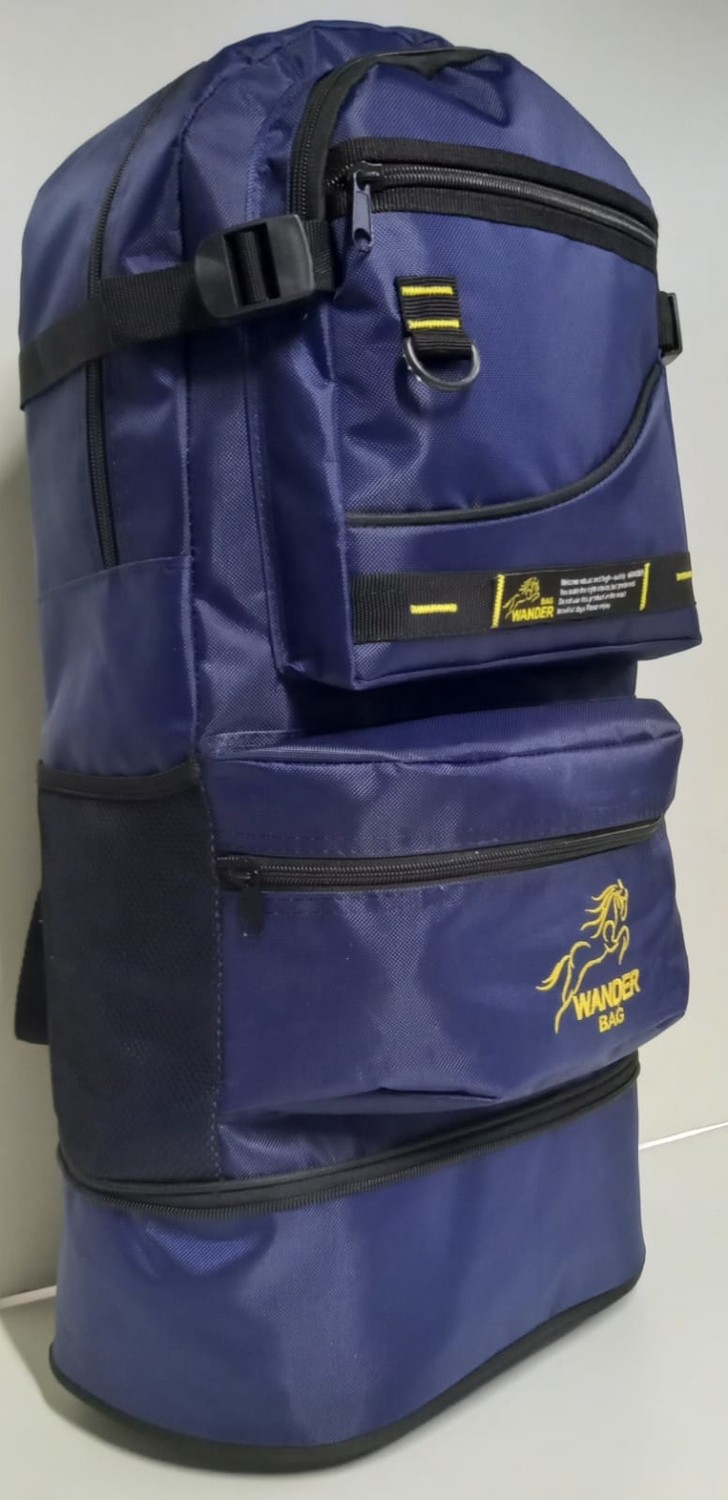 Wander Bag Körüklü Dağcı Sırt Çantası Lacivert - Sarı 1680 Denye Kumaş 4 Gözlü Ergonomik Tasarım