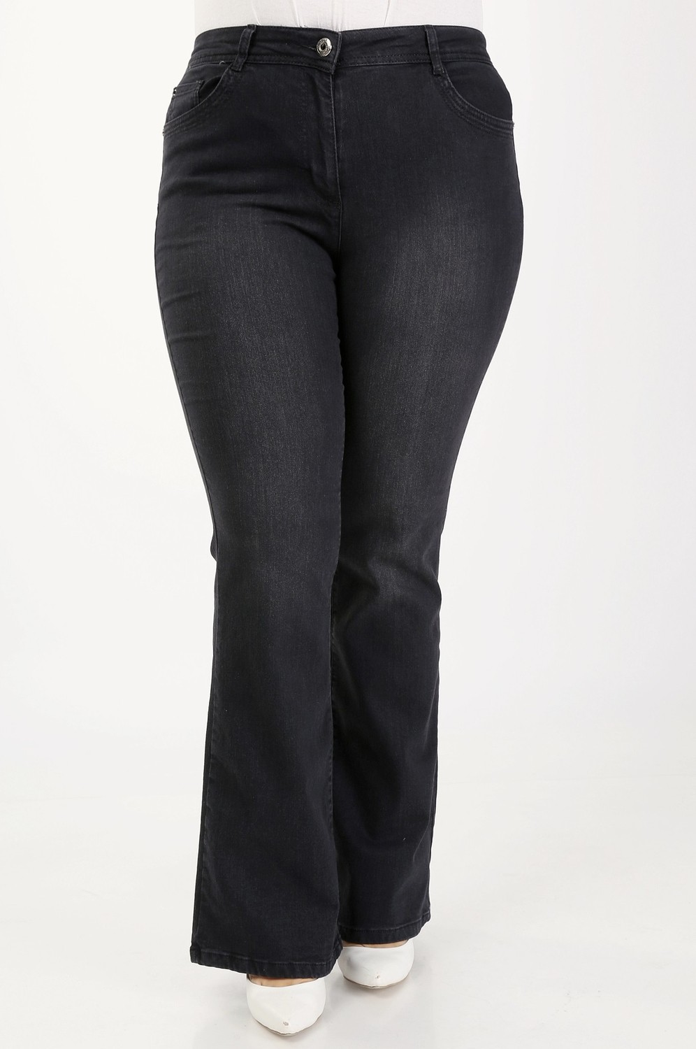 E Collection Ispanyol Paça Likralı Büyük Beden Jeans Pantolon görsel 5