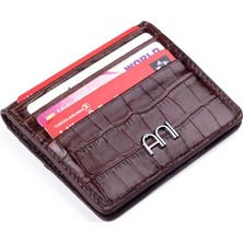 Anı Yüzük - Kroko Deri Çıtçıtlı Kartlık Kahverengi