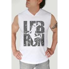 Rock&Roll Lebron Yazı Beyaz Kapşonlu Kolsuz T-Shirt