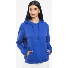 Superlife Kadın Kalın Kapüşonlu Kanguru Cepli Sweatshirt