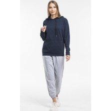 Superlife Kadın Kalın Kapüşonlu Kanguru Cepli Sweatshirt
