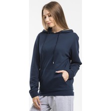 Superlife Kadın Kalın Kapüşonlu Kanguru Cepli Sweatshirt