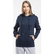Superlife Kadın Kalın Kapüşonlu Kanguru Cepli Sweatshirt
