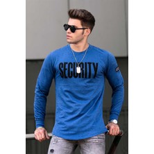 Madmext Saks Yırtık Detaylı Baskılı Sweatshirt 4126