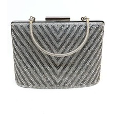 Womenacs Gümüş Renk Üçgen Taşlı Kadın Abiye Clutch Portföy Çanta