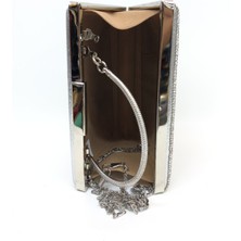 Womenacs Gümüş Renk Üçgen Taşlı Kadın Abiye Clutch Portföy Çanta
