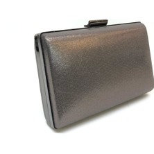 Womenacs Platin Renk Sıvama Desenli Abiye Portföy Clutch Kadın Çanta Elde ve Uzun Askılı Kullanım