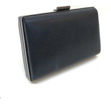 Womenacs Siyah Renk Sıvama Desenli Abiye Portföy Clutch Kadın Çanta Elde ve Uzun Askılı Kullanım