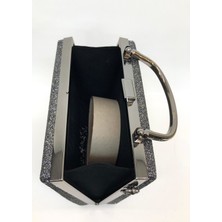 Womenacs Platin Renk Simli Kadın Abiye Clutch Portföy Çanta