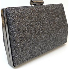 Womenacs Simli Kum Siyah Renk Abiye Portföy Clutch Kadın Çanta Elde ve Uzun Askılı Kullanım