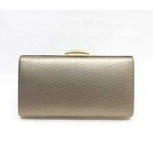 Womenacs Bronz Renk Kumaş Abiye Portföy Clutch Kadın Çanta Elde ve Uzun Askılı Kullanım