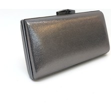 Womenacs Platin Renk Sıvama Desenli Abiye Portföy Clutch Kadın Çanta Elde ve Uzun Askılı Kullanım