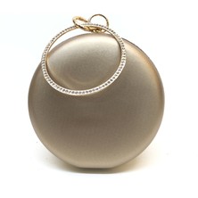 Womenacs Bronz Renk Kumaş Taşlı Işlemeli Kadın Abiye Portföy Clutch Çanta
