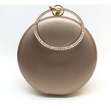 Womenacs Rose Renk Kumaş Taşlı Işlemeli Kadın Abiye Portföy Clutch Çanta