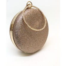 Womenacs Simli Rose Renk Taşlı Işlemeli Kadın Abiye Portföy Clutch Çanta