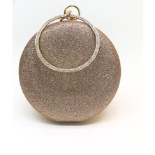 Womenacs Simli Rose Renk Taşlı Işlemeli Kadın Abiye Portföy Clutch Çanta