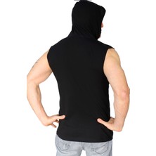 Rock&Roll Noluyo Ya Siyah Kapşonlu Kolsuz T-Shirt
