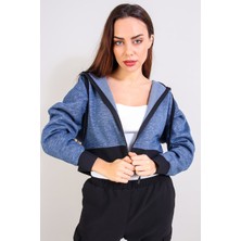 Alexander Gardi Crop Kapüşonlu Hırka, Indigo (B20-501301)