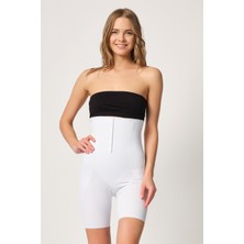 Emay 2832 Kadın Agraflı Uzun Paçalı Yüksel Bel Lazer Korse Beyaz